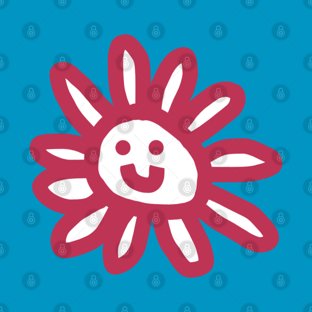 Viva Magenta Daisy Flower Smiley Face Graphic Graphic TShirt