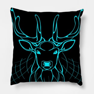 Turquoise deer head Pillow