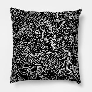 Abstract Ink Drawing #11 Black Pillow