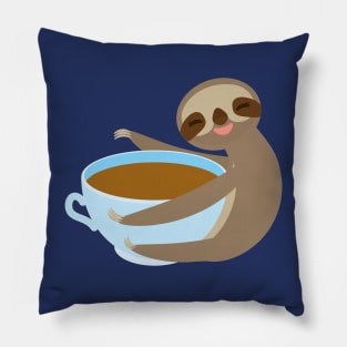 sloth, sloffee, coffee cup Pillow