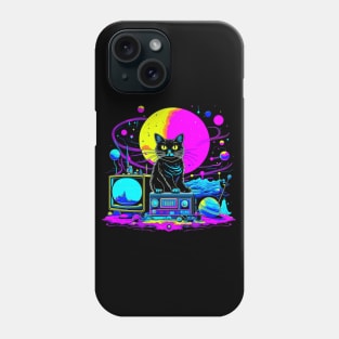 Psychedelic Space, Black Cat Phone Case