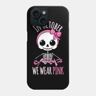 Kawaii Cute Pink Skeleton - Breast Cancer Awareness Halloween Design Phone Case