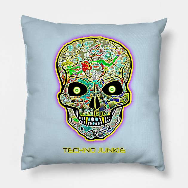 TECHNO JUNKIE Pillow by Bwilly74