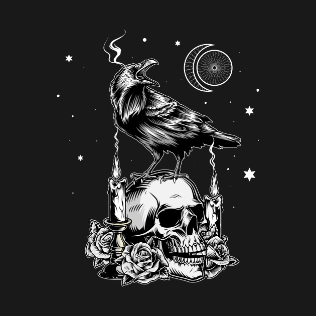 Discover Tarot Card Crow Skull Occult Raven Fortune Teller - Raven - T-Shirt