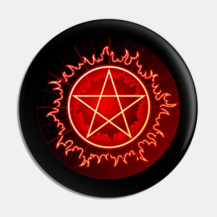 flaming pentagram pentacle in red and black Pin