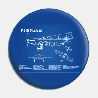 North American P-51D Mustang Airplane Blueprint - AD Pin