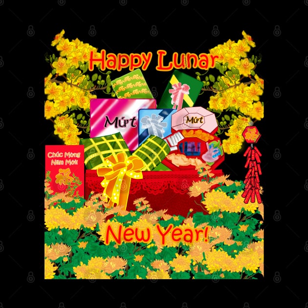 Chuc Mung Nam Moi/Happy New Year/Lunar New Year Gift Basket and Flowers T-Shirt by AZNSnackShop