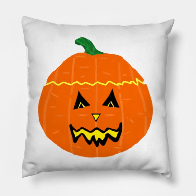 Happy Halloween Smiling Jack O Lantern (White Background) Pillow by Art By LM Designs 