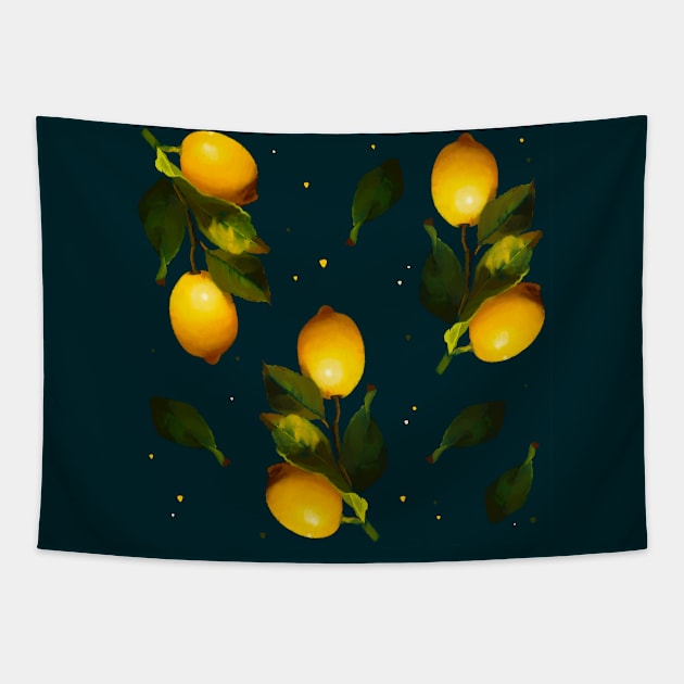 Seamless lemon pattern Tapestry by shikita_a