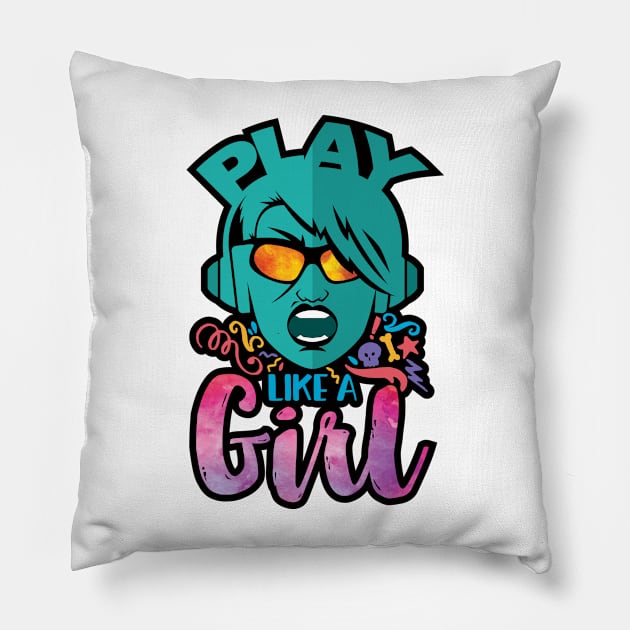 Play like a Girl Pillow by Silurostudio