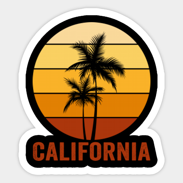 Download Retro Vintage California Sunset Beach Palm Tree Vacation Souvenir California Beach Sticker Teepublic