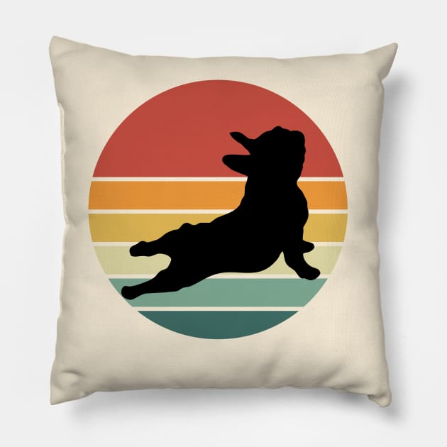 French bulldog yoga, sunset yoga frenchie silhouette Pillow by Collagedream