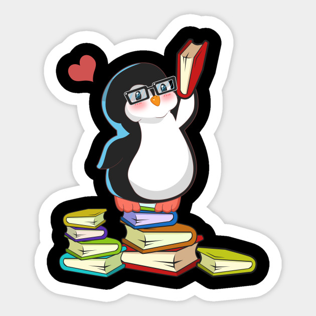 Chibi Heart Anime Penguin Book Lover Book Lover Sticker