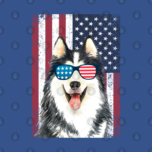 Discover Patriotic Husky American Flag - Patriotic Siberian Husky - T-Shirt