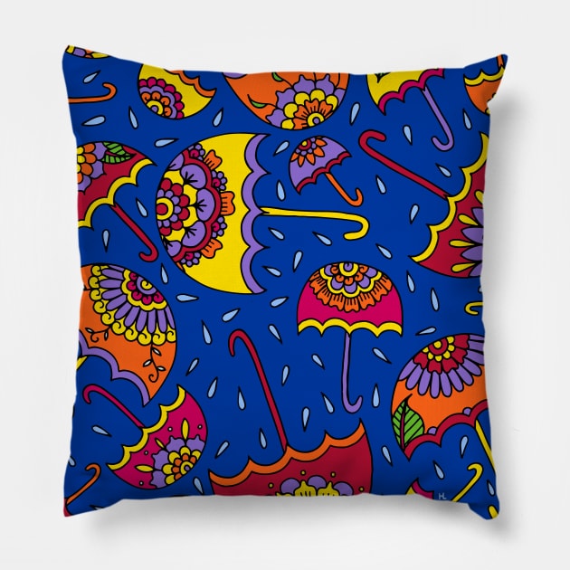 Umbrellas and Rain Pillow by HLeslie Design