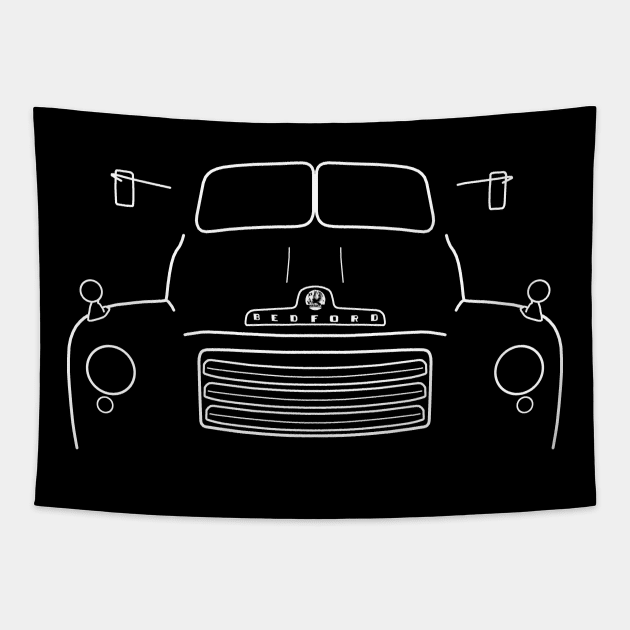 Bedford A Series 1950s classic lorry white outline Tapestry by soitwouldseem