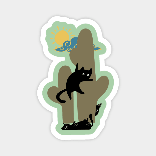 Catcus Prickly Predicament Fun Summer Cat Lovers Magnet by casualteesinc