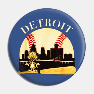 Baseball tiger of Detroit city Pin