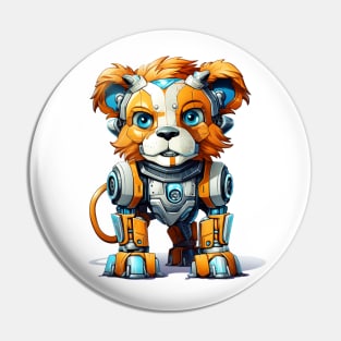 Cartoon lion robots. T-Shirt, Sticker. Pin