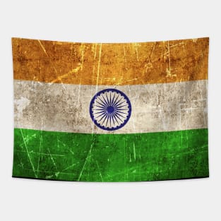 Vintage Aged and Scratched Indian Flag Tapestry