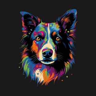 Colorful Border Collie Pop Art Dog Face T-Shirt