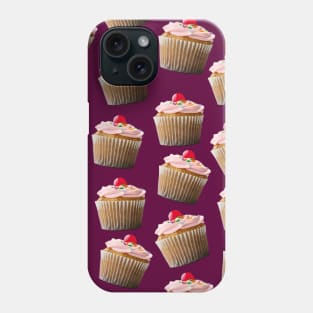 Cherry on Top Cupcakes with Sprinkles and Pink Frosting Decoration Pattern Phone Case