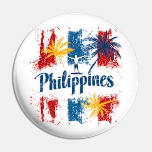 Philippines Vibes - Colourful palm trees and surfer Pin