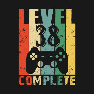 Vintage 38th Wedding Anniversary Level 38 Complete Funny Video Gamer Birthday Gift Ideas T-Shirt