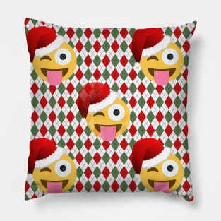 santa claus winking emoji Pillow