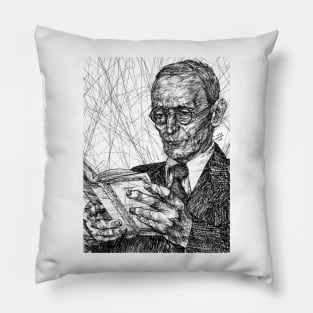 HERMANN HESSE ink portrait .3 Pillow