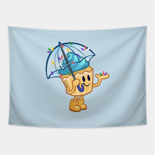 It's Sprinkling Outside - Cute Cupcake with Umbrella and Sprinkle Rain Tapestry by alyssaerin