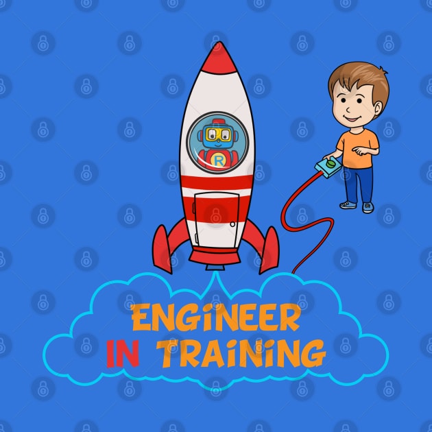 Engineer In Training Baby Shirt, Kids Engineer Space Rocket Tee Designs by ScottyClub