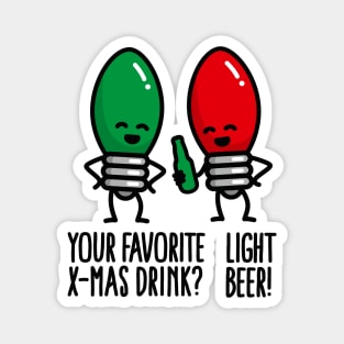 Funny Christmas lights pun X-mas drink light beer Magnet