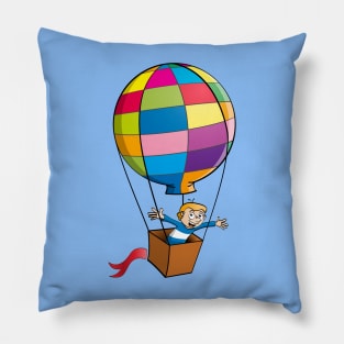 The boy in the hot air balloon. Vector Illustration Pillow