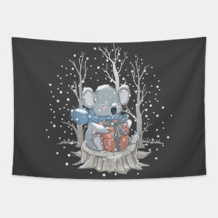 Winter Snow with Cute Animal Tapestry