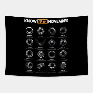 Know Nuts November Funny Word Play Chart - BLACK Tapestry