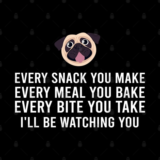 Pug I'll Be Watching You, Tee Trendsetter for Pet Devotees by Beetle Golf