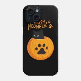 Happy Meoween! Cute Black Cat on Halloween Phone Case