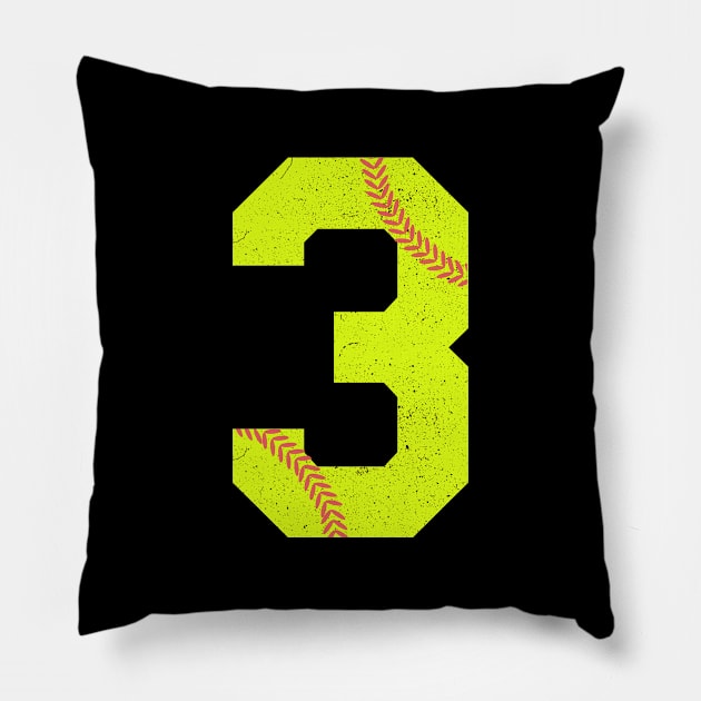 Softball Number 3 Pillow by mintipap