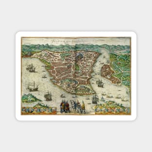 Antique City Map of Constantinople , Istanbul by Braun and Hogenberg Magnet