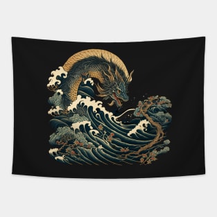 ⭐⭐⭐⭐⭐ Ukiyo-e style water dragon Tapestry