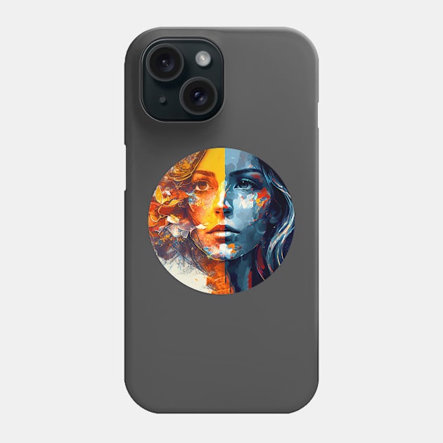 Abstract Beautiful & pretty woman's face, warm and cold colors Phone Case by fachtali