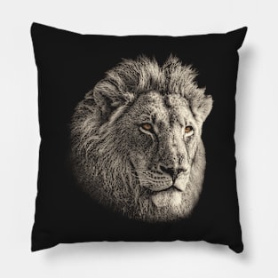 Lion Face in Vintage Sepia Pillow