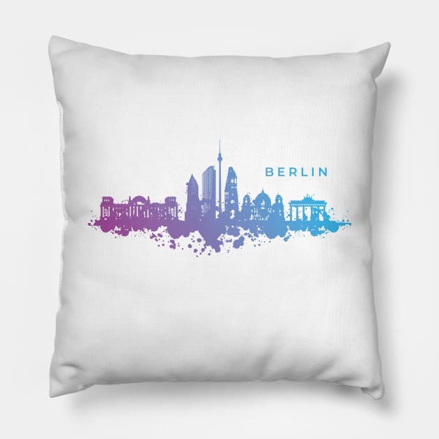 Berlin Watercolor Skyline Pillow by LR_Collections