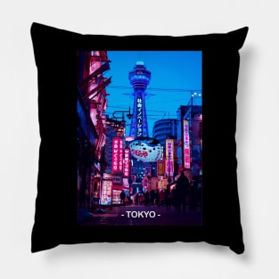 Tokyo Street Neon Synthwave Pillow