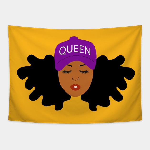 Black Queen Afro Puffs Tapestry by blackartmattersshop