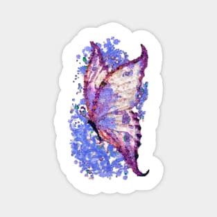 Beautiful white and blue butterfly painted with novel flower technique Magnet