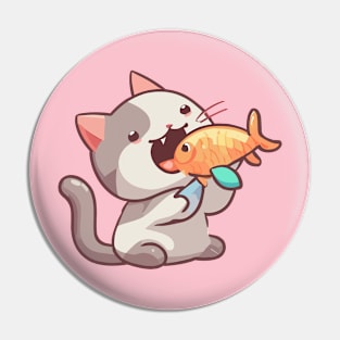 Cat eating goldfish Pin