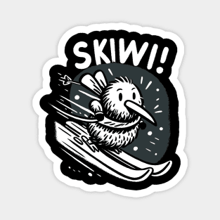 Skiing Skiwi Scarf Kiwi Bird (Back Print) Magnet