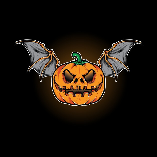 Pumpkin Bat Halloween Design by Printaha